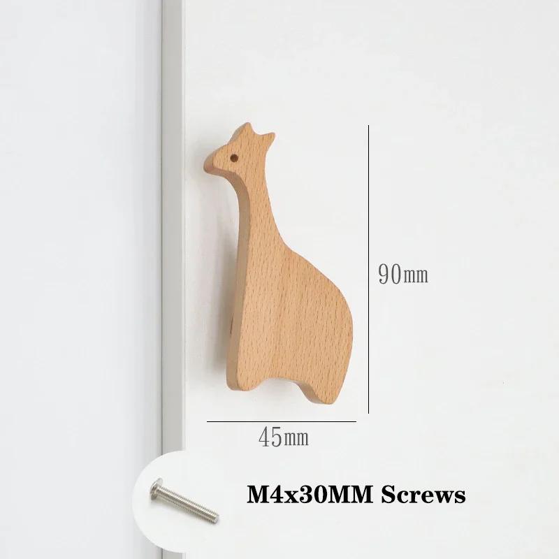 Children's Room Wooden Door Handles Animal Wood Furniture Handles for Cabinets and Drawers Knobs Kitchen Cupboard Wardrobe Pulls
