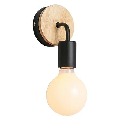ABMH-Home Decor Fixtures Nordic Wood Lamp Base E27 Retro Bedside Wall Light Holder Interior Lighting For Bedroom Living Room