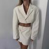 Trendy Spring & Autumn Women's Short-Sleeve Suit Jacket + High-Waist Pocket Skirt