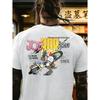 Herren T-Shirt Weiß Joe Rop Team Cartoon Grafikdruck mit französischen Sätzen und Motorrad Design für Freizeitkleidung und Outdoor-Aktivitäten