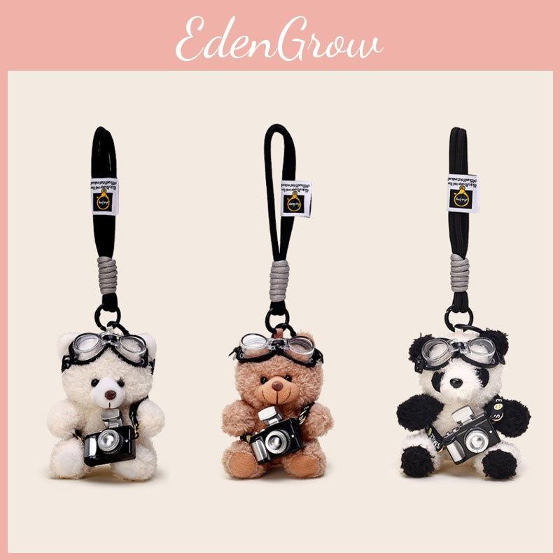 Plush Bear Pilot Keychain Doll Pendant With Flashing Camera For Collectors Kids