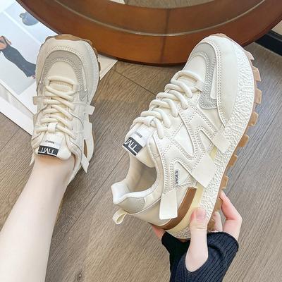 Forrest Gump Waffelschuhe Frühling vielseitig höhenerhöhend Damen Sportschuhe Mode klassisch lässig weiße Schuhe Plateau