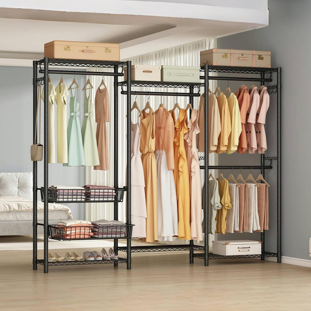 Hanger Large Adjustable Shelf Clothes Clothes with Plenty of Storage Width 219 X Depth 40 X Height 195 Cm Rack, Sturdy, Wardrobe, Capacity, Height,