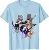 Cat Band Rock Kitties On Bass Guitar and Drum FunnyT-Shirt Clothing Casual Cotton Daily Four Seasons Streetwear Unisex