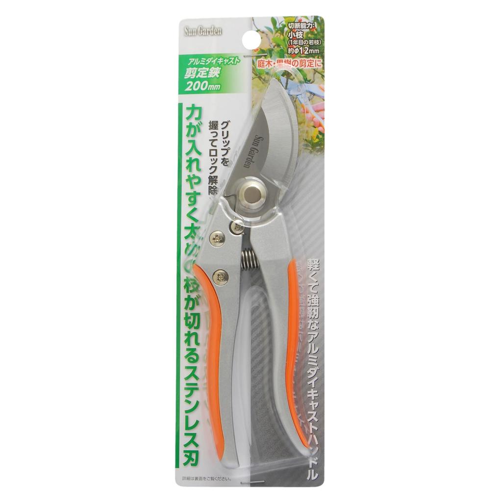 Takagi Sun Garden Pruning Aluminum Easy to Apply Cuts Thick Stainless Steel Garden Fruit TAKAGI Shears, Die-Cast, 200mm, Force, Branches, Blade,