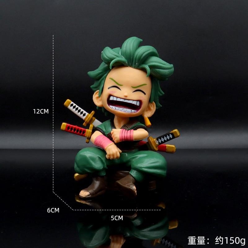 12cm Anime Figure One Piece Monkey D Luffy Roronoa Zoro Kawaii Toys Q Figural Nendoroid Car Decoration PVC Model Fans Gifts