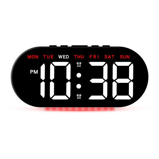 LED Alarm Clock with Large Screen Easy-to-Read Temperature Display Dimming 12/24h Bedroom Desk Clock
