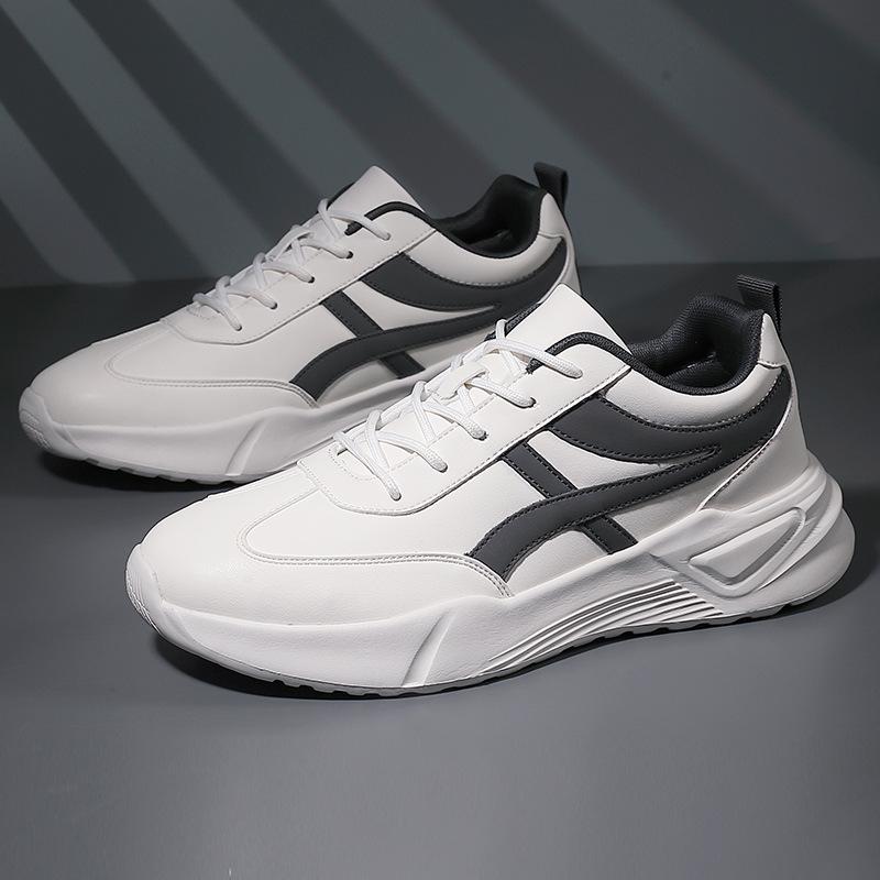 Autumn and winter large size 46 new foreign trade leather surface light shock absorption casual men's shoes versatile sports soft sole running shoes