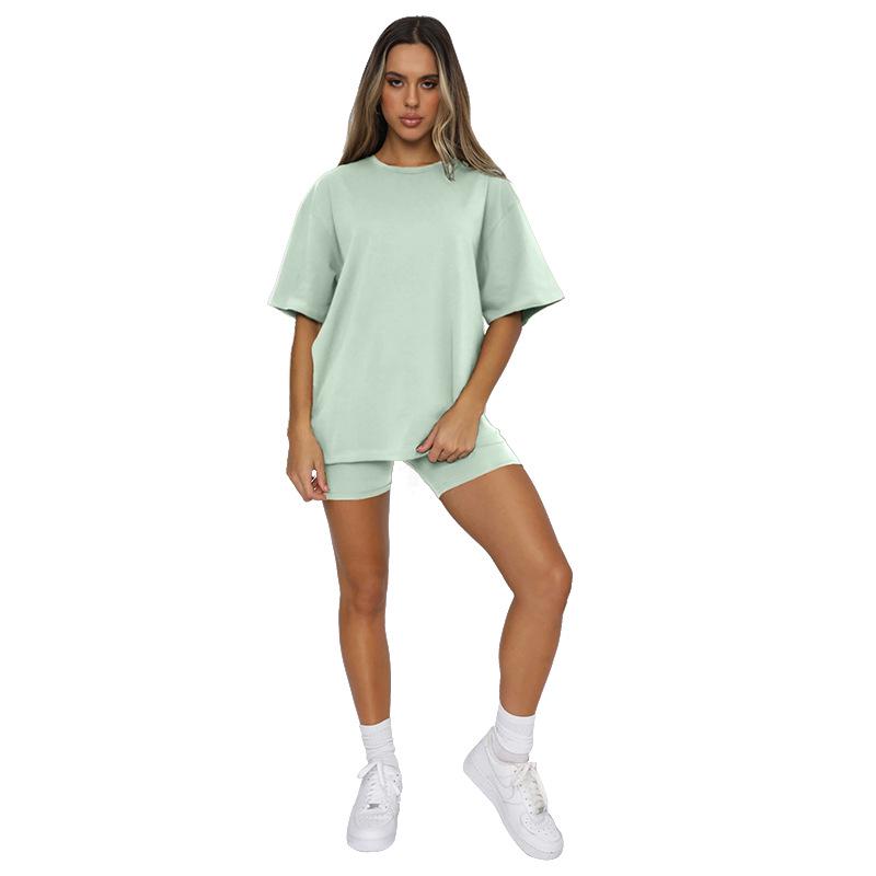 Urban Casual Women's Short Sleeve Pullover and Shorts Set - European Summer Fashion