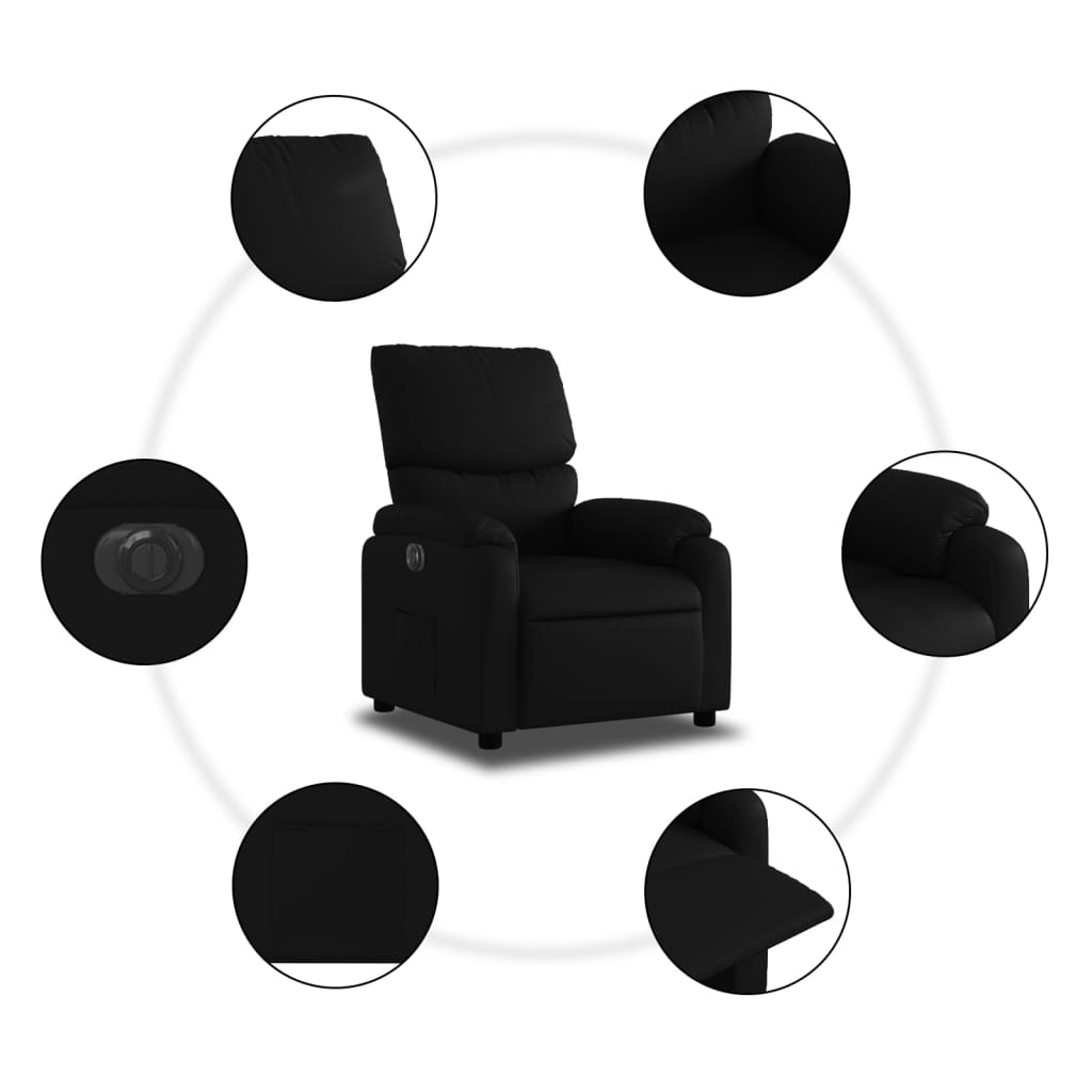 Vidaxl Electric Recliner Armchair, Black, Upholstered with Faux Leather