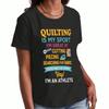 Quilting Sport Wounisex Baumwoll-T-Shirt, Premium-Baumwollqualität Druck, Langlebig und Stilvoll, Freizeitmode. Quilten ist mein Sport Ich bin gut im Schneiden