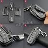 For Toyota Car Key Case Cover Fob Chain Ring Shell Camry RAV4 Avalon Corolla C-HR Prius 86 GT86 Highlander Mirai Carbon Fiber