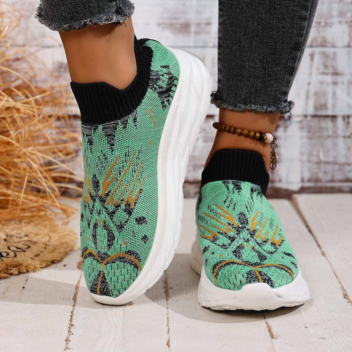 

Мода 2025 Осень Новые Кроссовки с плетением в стиле колор-блок Размер 35-43 Толстая подошва Дышащие На танкетке Спортивная обувь для женской плетеной обуви 43 зелёный