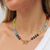 Stone Beads Necklace Colorful Beaded Choker Boho Summer Holiday Necklace for Women Daily Wear Party Beach Vacation Jewelry