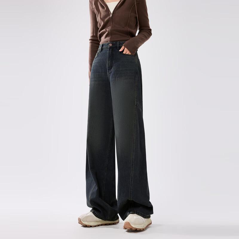 

Qiushui Yiren Women s Mid-High Waist Loose Fit Denim Banana Pants M