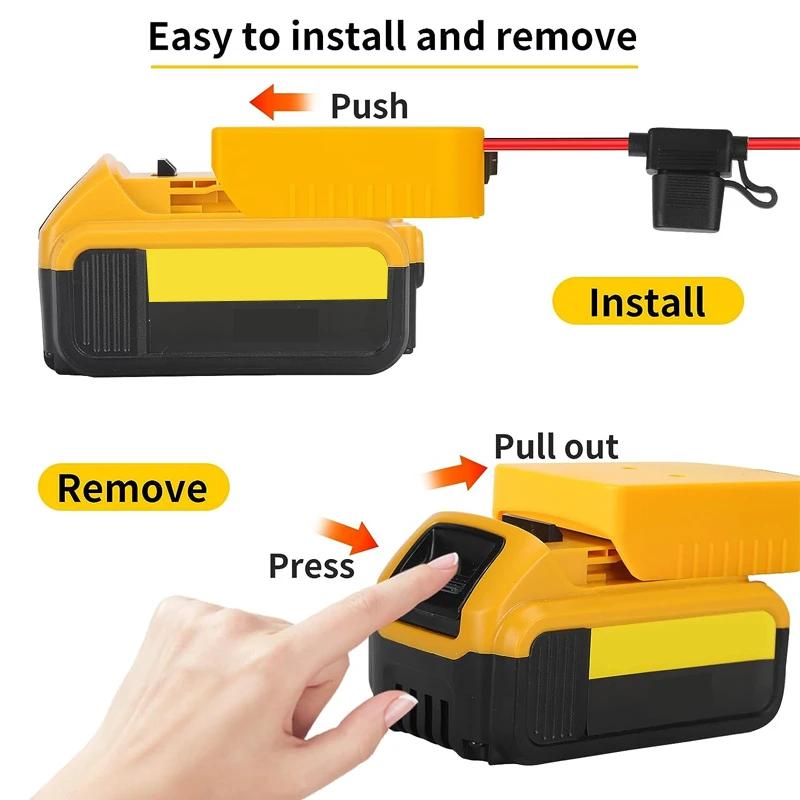 Power Wheels Adapter for Dewalt 18V/20V Lithium Battery DIY Battery Adapter with ON/OFF Switch & 30Amp Fuse for DIY Rc Car Toys