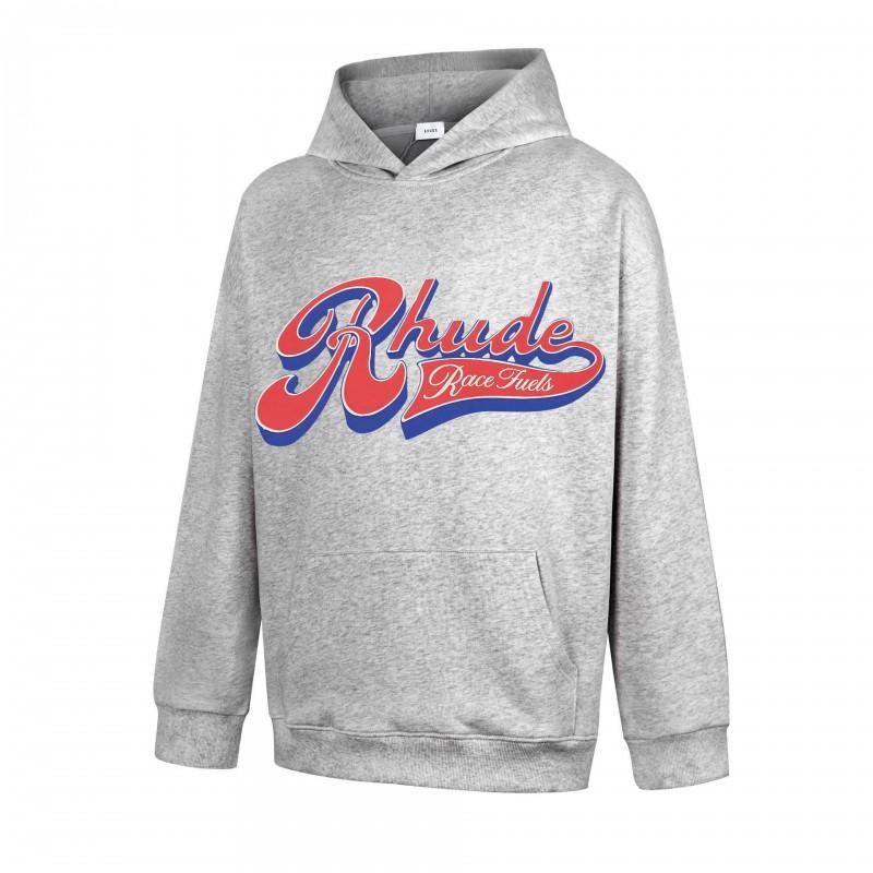 26SS Rhude High Street Cotton Hoodie Geometric Letter Print Mens Sweatshirt