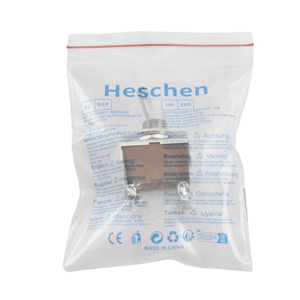 Heschen Metal Toggle Switch, KN3C-301, 3PST, Maintained, ON/Off 2 Position, 15A 250VAC, 10A 380VAC, CE