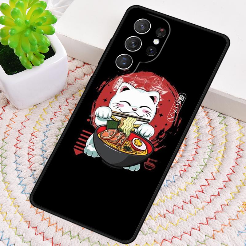 Ramen Katze Japanische Kunst TPU Handyhülle Für Samsung Galaxy note 10 pro S26 S25 S24 S23 S22 Ultra Plus S21 FE S20 Stoßfeste Hülle
