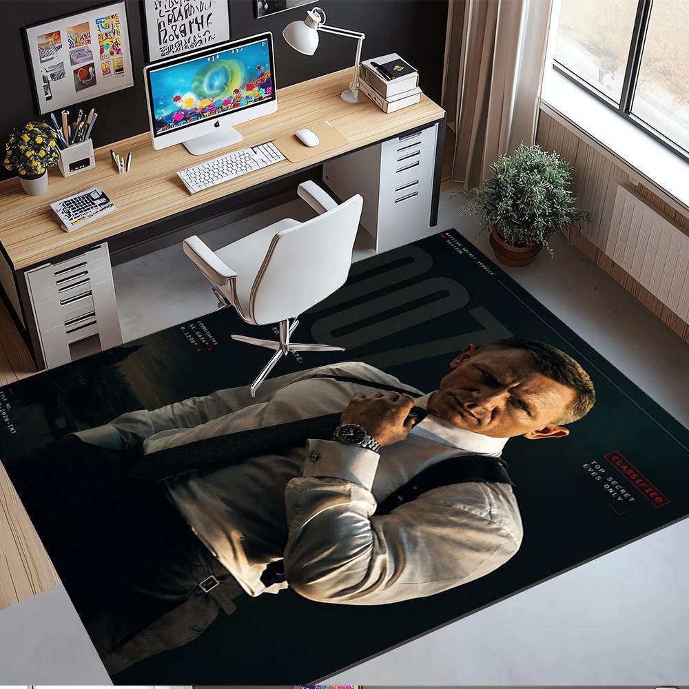007 James Bond Printed Carpet,Rug,for Office Chair Living Room Bedroom Kitchen Room Decor Gifts.