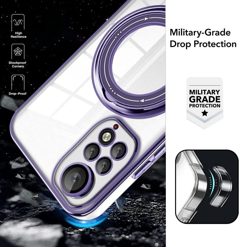 Plating TPU Lens Protect Case For Xiaomi Redmi Note 11 4G 11S Note11 Pro Magsafe Magnetic Ring Wireless Charging Clear Cover