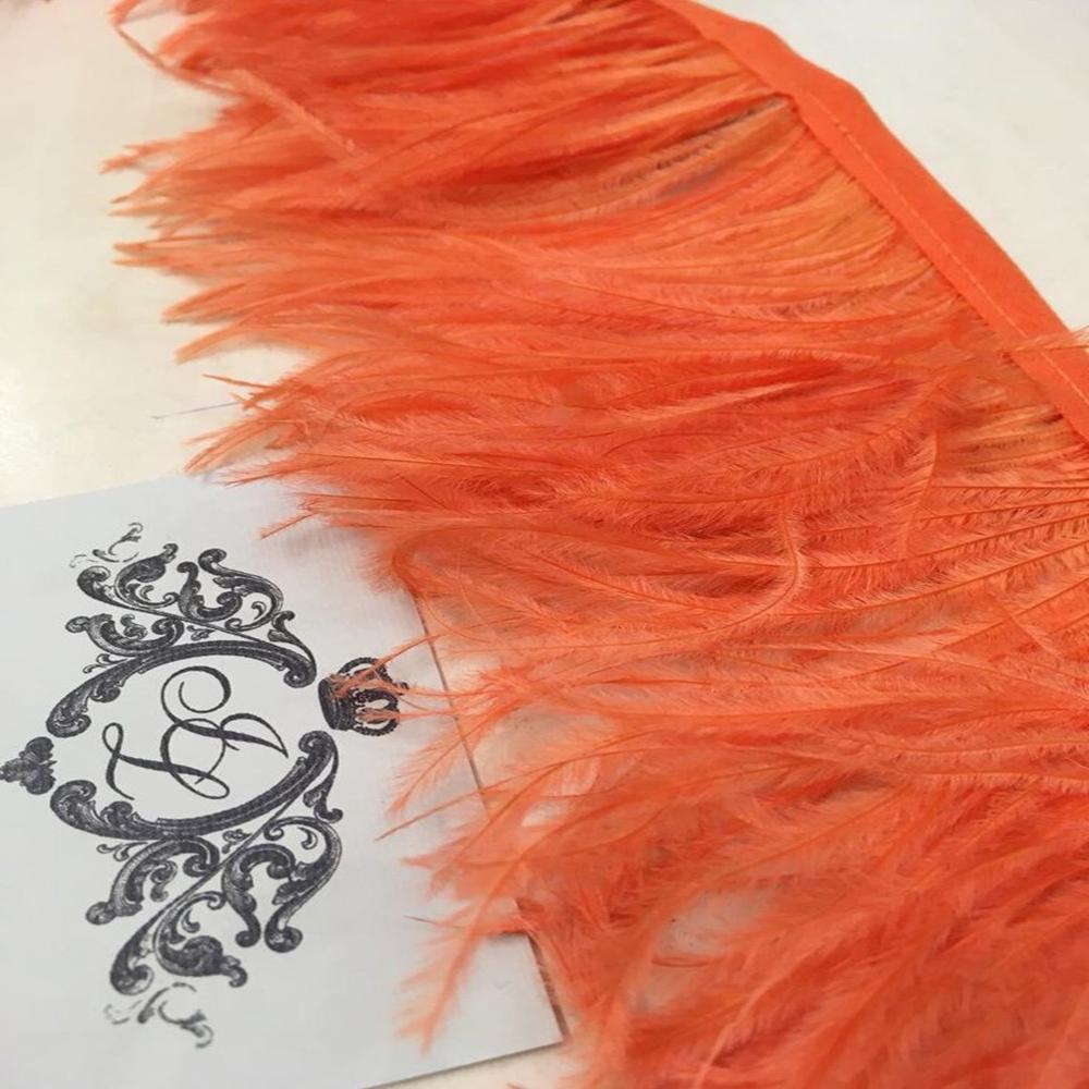 1 Meter Ostrich Feather Trim Trimming Natural Ostrich plumage Fringe Ribbon Lace for Wedding Party Dress Sewing Decoration plume