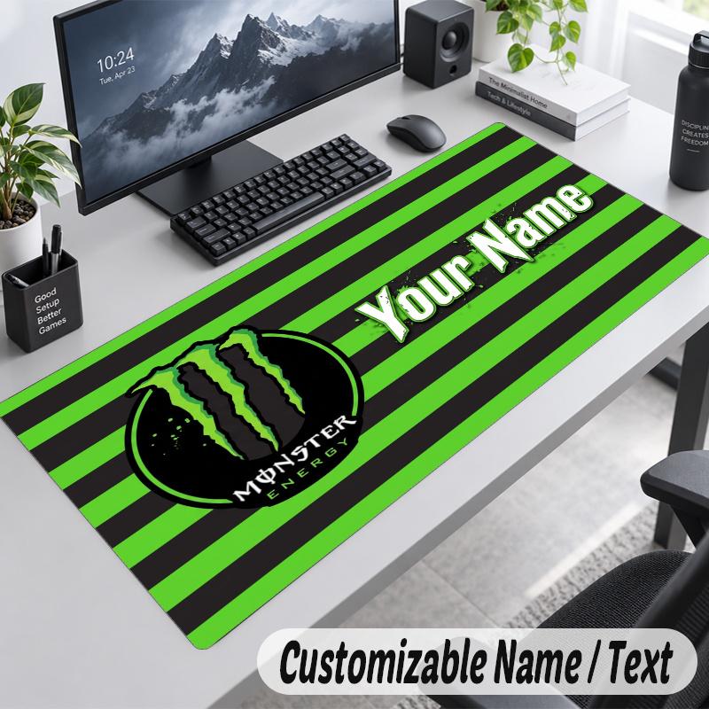 Monster Energy Personalized Large Mouse Pad Custom Name Text Extended Desk Mat Gaming Mousepad