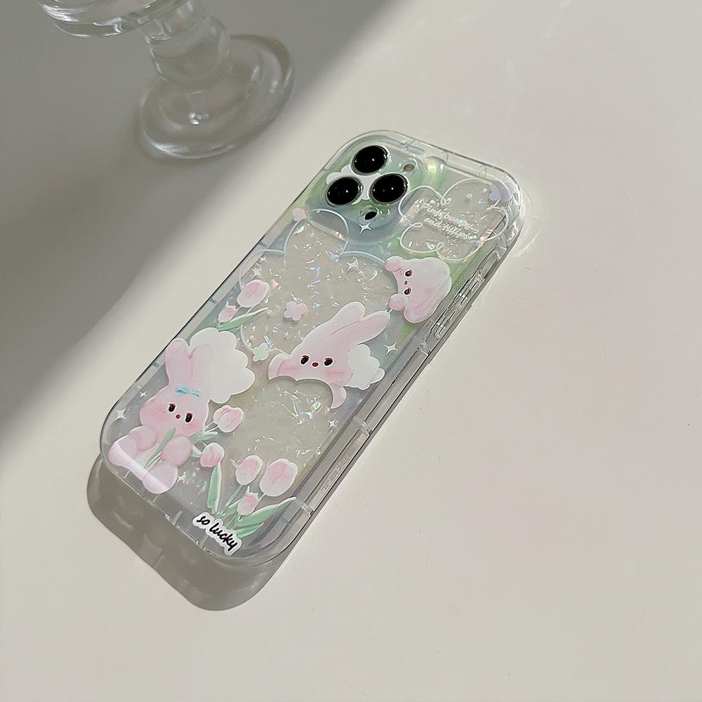 Ins Shiny Bunny Soft Silicone Cute Shell Rabbit Phone Case For Iphone 11 12 Promax 13 14 Pro Max Plus Cartoon Back Cover Capa