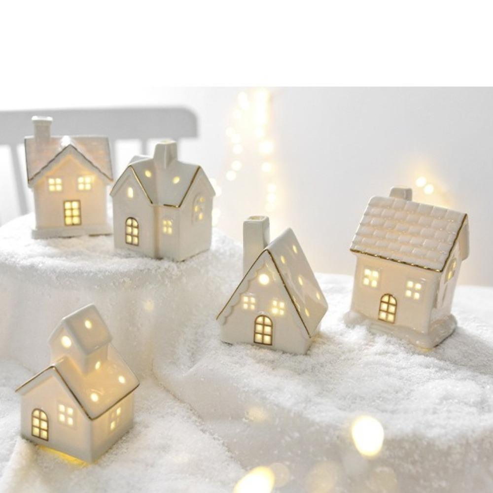 Keramik Weihnachtsdorf Häuser Weiß Tischschmuck Neue Hausfiguren Winterdeko