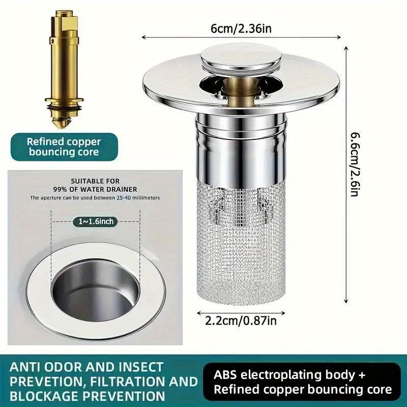 Steel Stainless Bathroom Popup 2pcs Sink Plug With Hair Filterdrain Screen 304 Stainless Steel Suitable For 11129 Inch Sewers