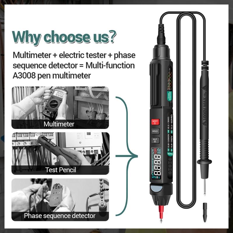Aneng A3008 Digitales Professionelles Multimeter 6000 Zählungen Kondensatortester Min. Elektrische Instrumente AC / für DC-Spannung