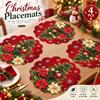 4Pcs Anti-slip Linen Placemat Heat Resistant Snowflake Placemat Kitchen Decor
