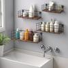 4 Sets of Hanging Floating Shelves, Metal Wire Storage Basket with Wood Bottoms, Hanging Storage Wall Shelf, Wall Mounted Shelves