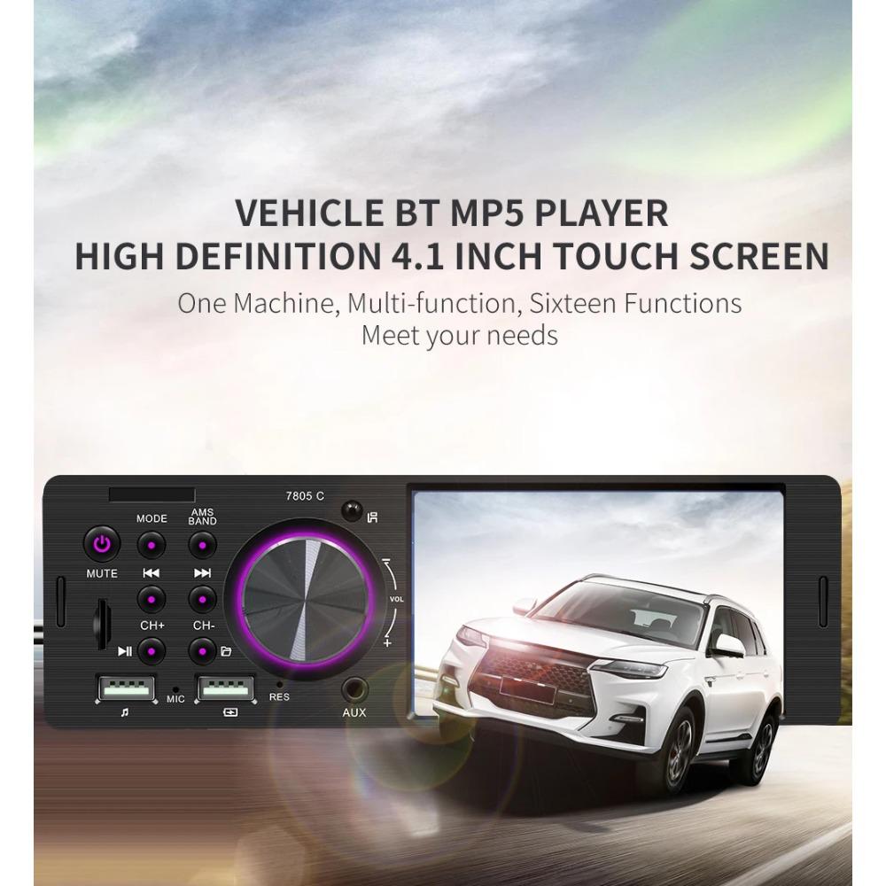 1 Din Car Radio 4.1 Inch 2 USB Touch Screen Autoradio Universal Multimedia  MP5 Player Bluetooth  Rear View Camera FM Car Stereo