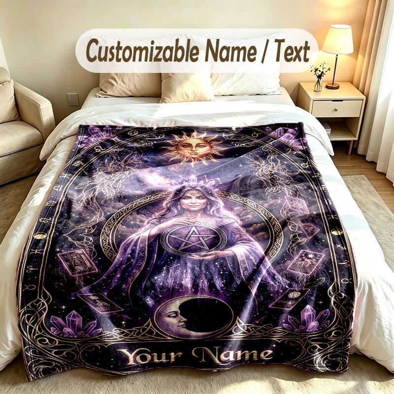 Space Cosmic Theme Custom Blanket Personalized Name & Text Customized Soft Warm Throw Blanket Home Decor