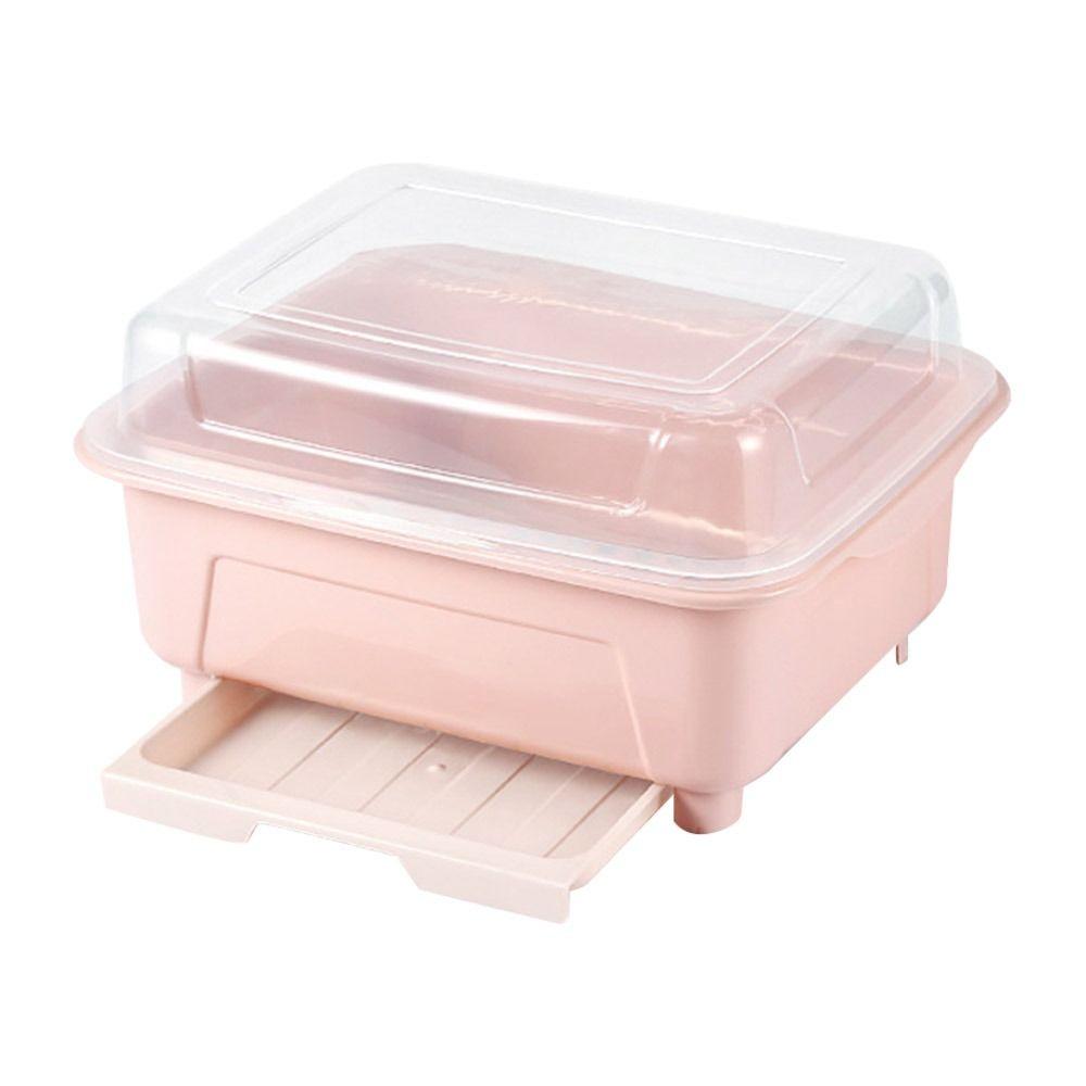 Escurreplatos de plástico con tapa, bandeja para cubiertos de cocina, escurridor de utensilios, suministros de cocina