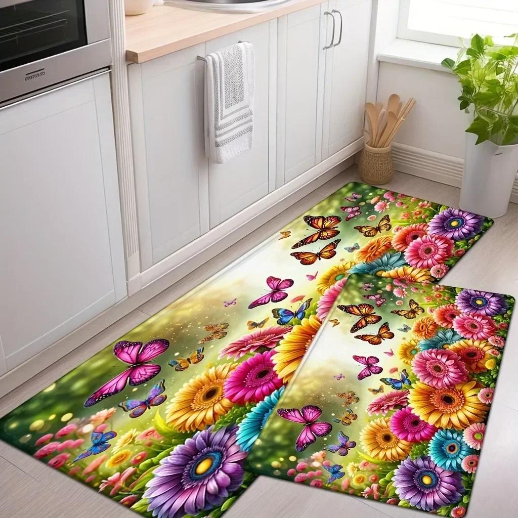 1PC Musical Note Pattern Door Mats Kitchen Rugs Non-Slip Pop Design Bathroom Rugs Bath Mat Carpet for Home Sink Laundry Decor