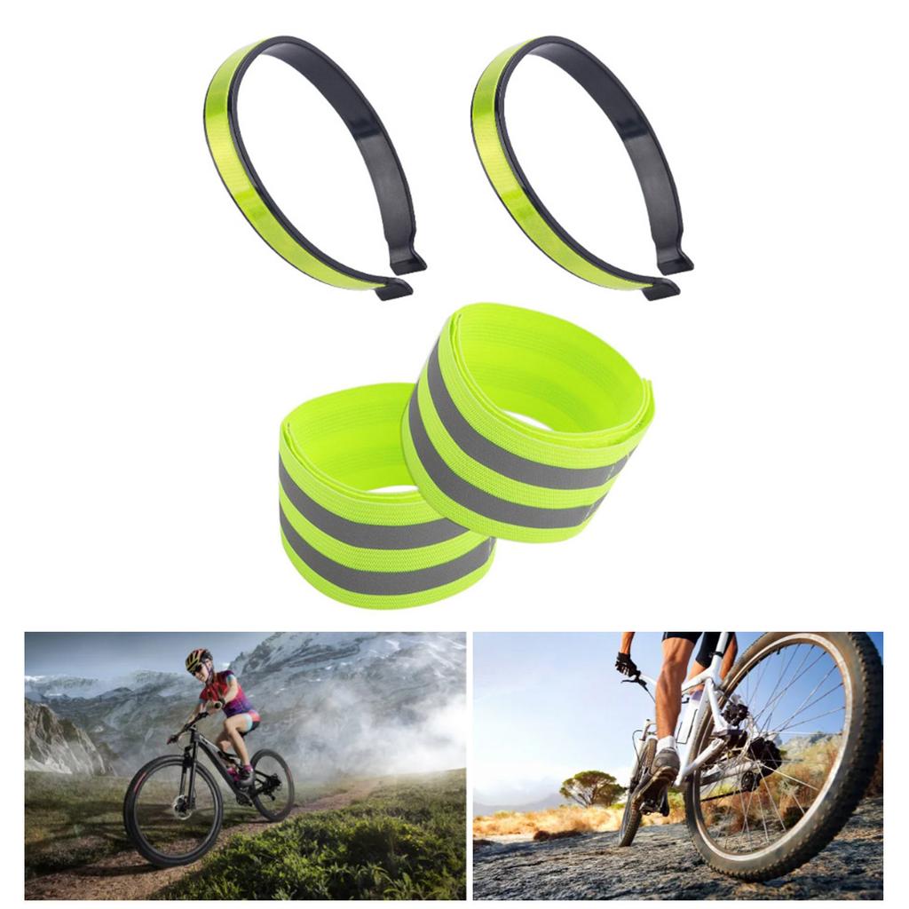 4pcs Reflective Bicycles Wide Pant Clip Sports Running Waist Ankle Belt Cycling Accessories