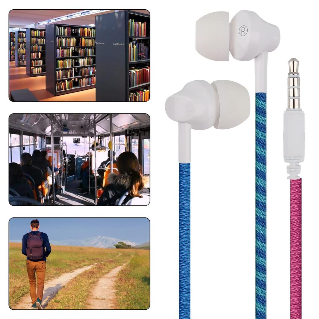 URIZONS Colored Knitted Yarn 3.5mm Wired Earphones - Wired In-Ear Earphones, Retractable, Dirt-Resistant, 3.5mm Round Hole for Kids and