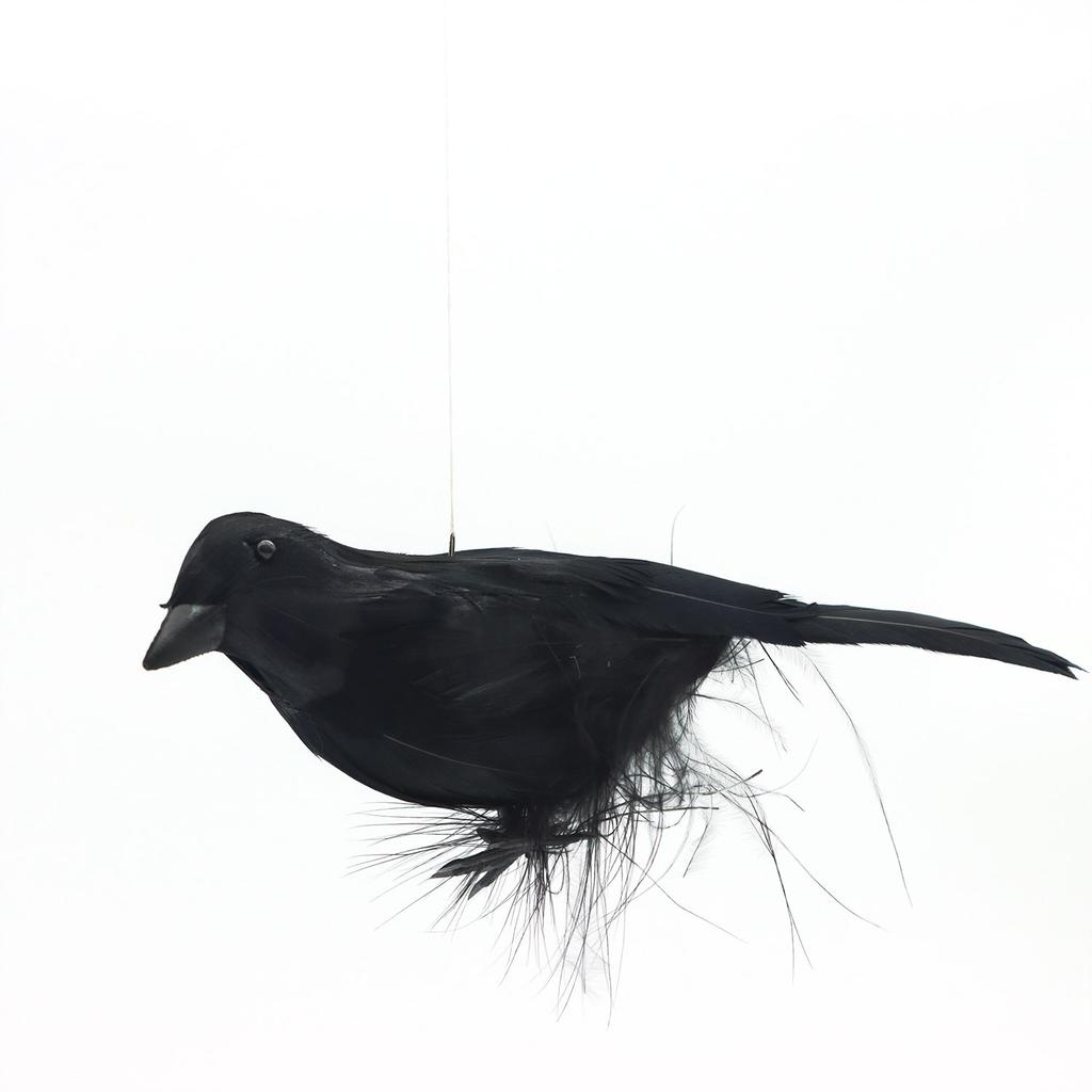 Simulation Crow Ornament Halloween Crow Props Simulation Feather Bird Ghost Festival Supplies Ornaments Decoration 16*10*6cm,17g