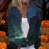 Womens Halloween Print Long Sleeve Knit Cardigan Button Up Sweater Coat Lightweight Casual Outerwear for Fall and Winter