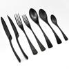7Pcs Black Stainless Steel Flatware Dinnerware Set Matte Western Steak Knife Fork Dessert Spoon Set Kitchen Tableware Set