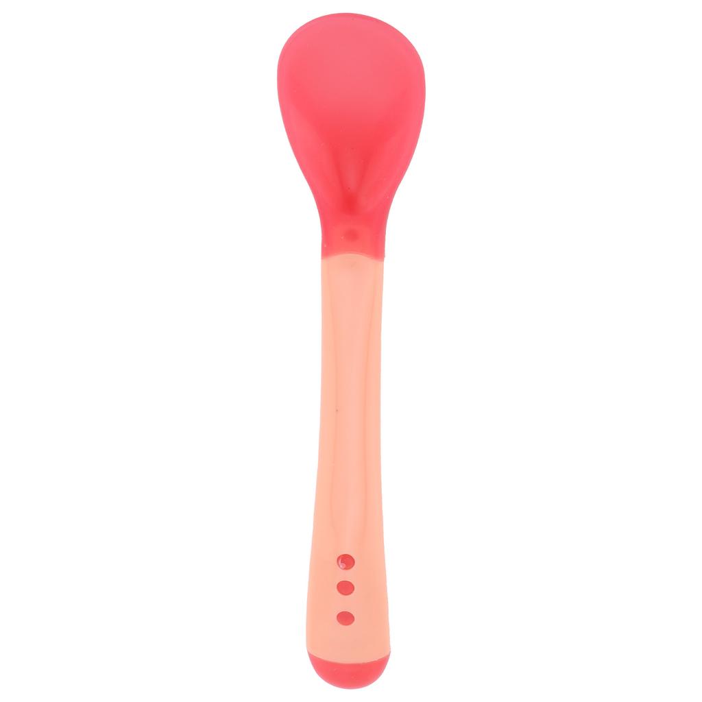 Temperature Sensing Spoons Forks Soft Baby Feeding Spoon GumFriendly Training Fork(Spoon )