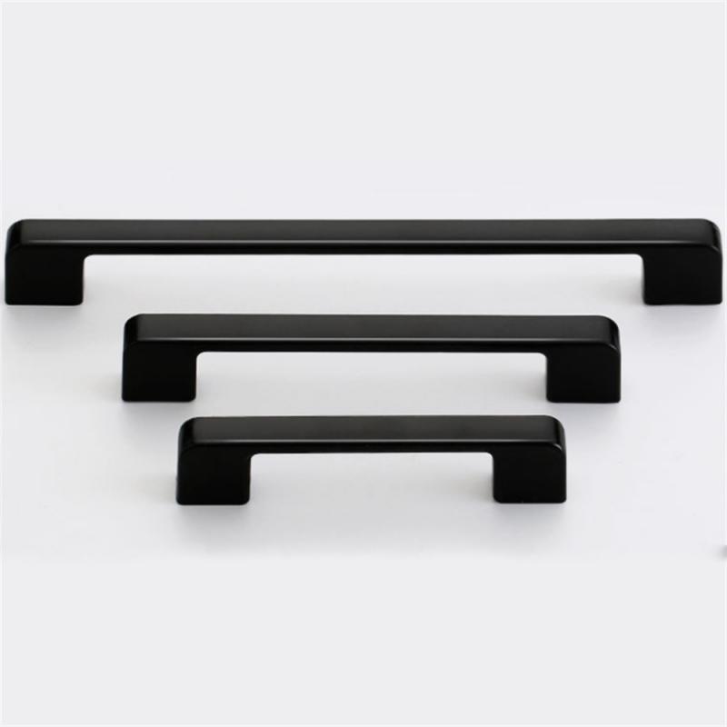 4/10PCS Modern Black Cabinet Handle Square Furniture Hardware Aluminum Alloy Kitchen Door Knobs Cupboard Wardrobe Drawer Pulls