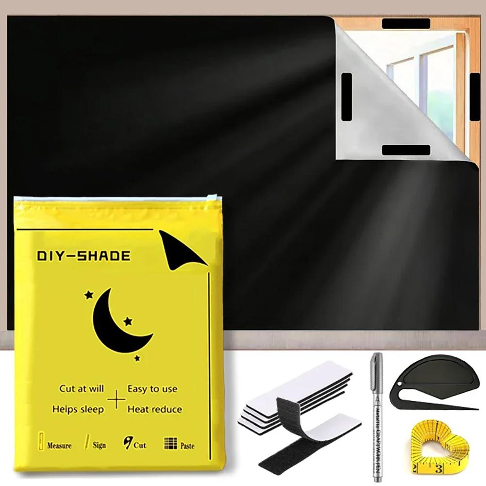 1Pc Detachable Reusable Cost-effective Blackout Oxford Blackout Curtains Blackout Windows Privacy Film DIY Sunshade Curtains