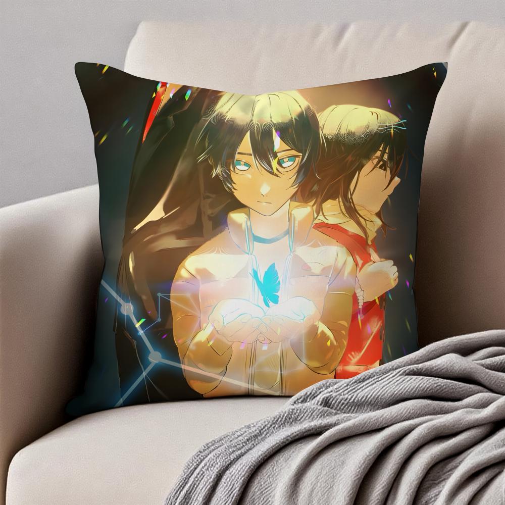 Romantic Mystery Japanese Anime EErased Cushion Cover Pillowcase Antidustmite Invisible Zipper Short Plush Sofa Cushion