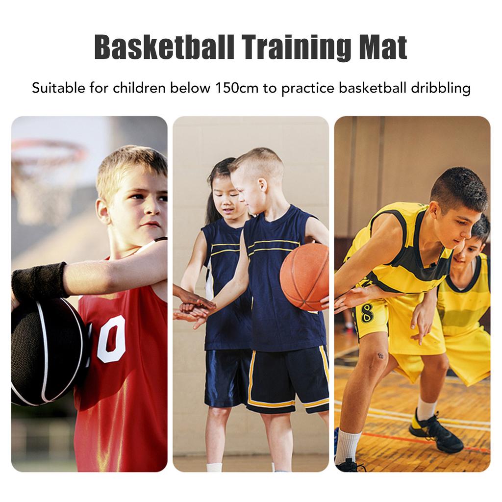 2mm Basketball Training Mat Mute Black Rubber Basketball Training System for Home Kids