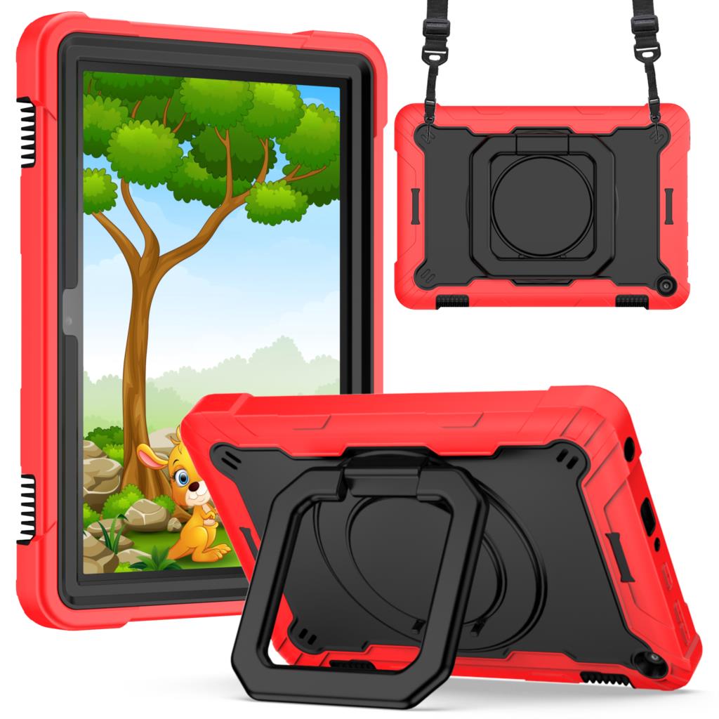 360 Rotating Case for Amazon Fire HD8 Plus 2020 10th Generation Handle Grip Stand Cover Shockproof Shoulder Strap Kids Funda # R