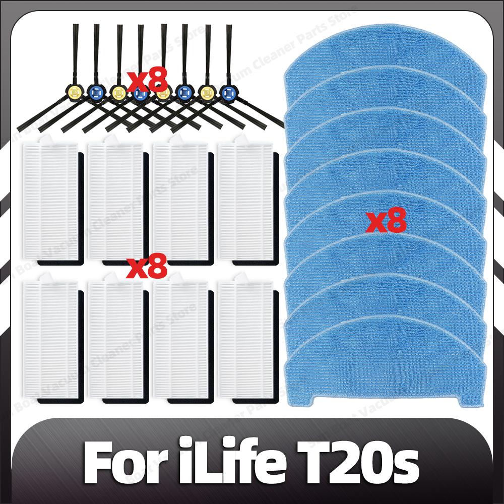 Kompatibilní iLife T20s Náhradní boční kartáč HEPA filtr Mopovací podložky Náhradní díly Příslušenství