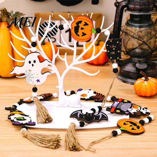 Entrance Door Hanging Sign Halloween Beaded Sign, Witch Pumpkin Bat Pendant Garland for Indoor Outdoor Party Ornaments Door, Spooky Festive Home Decor